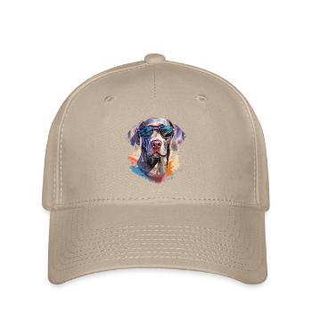 Weimaraner mit Sonnenbrille - Flexfit Cap - Khaki - Vorne