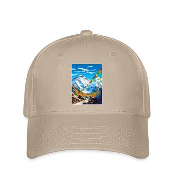 Mount Everest China Vintage Travel Poster Souvenir - Flexfit Cap - khaki - Front