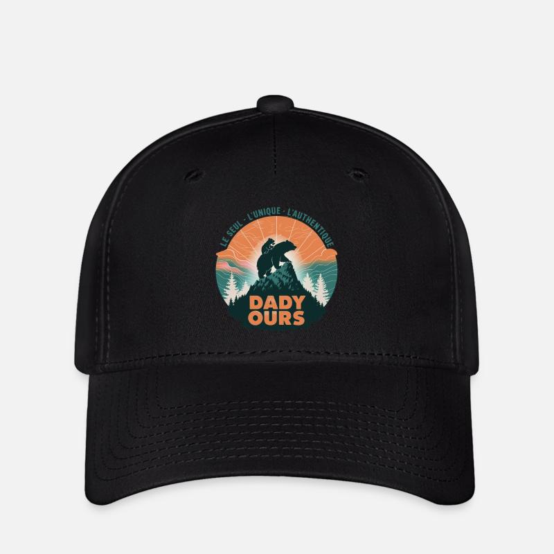 Autocollant Daddy Ours - Casquette Flexfit - noir
