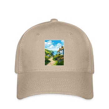 Cadgwith Cornwall England Reiseposter Souvenir - Flexfit Cap - Khaki - Vorne