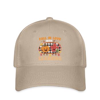 Fall In Love With Learning Autumn Pumpkin Teacher - Flexfit Cap - khaki - Front