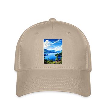 Crater Lake National Park Travel Poster Souvenir - Flexfit Cap - khaki - Front