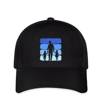 Vater mit Tochter und Sohn papa und tochter sohn - Flexfit Cap - Schwarz - Vorne