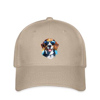 Beagle with sunglasses - Flexfit Cap - khaki - Front