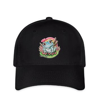 "Küss mich!" Frosch - Flexfit Cap - Schwarz - Vorne