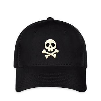 Cartoon skull and crossbones - Flexfit Cap - black - Front