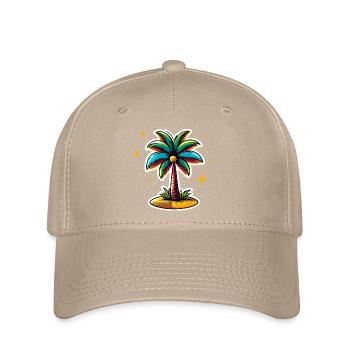 Palme bunt - Flexfit Cap - Khaki - Vorne