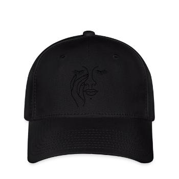Minimalist Face Line Art with Hand - Flexfit Cap - black - Front