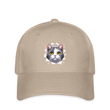 chat curieux jetant un coup d’œil à travers la conception du trou - Casquette Flexfit - kaki - Devant
