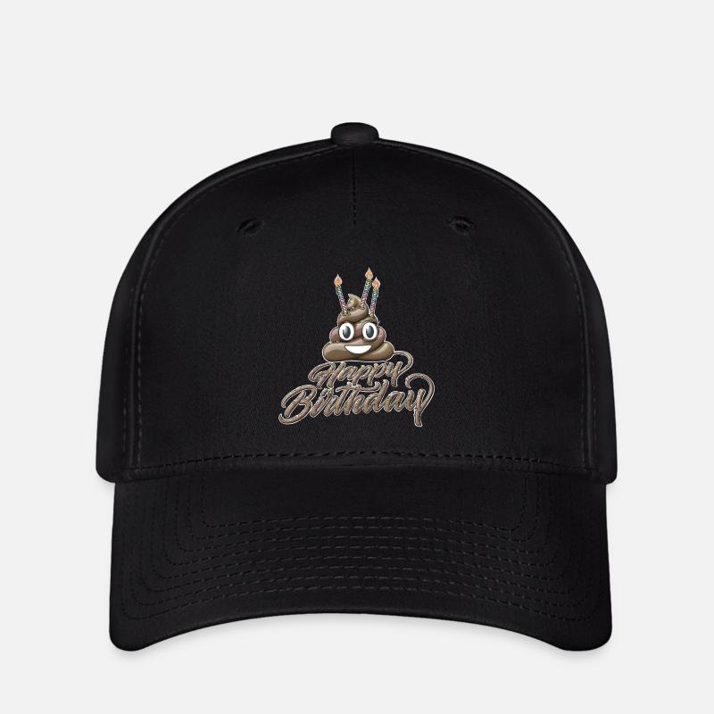 Alles Gute zum Geburtstag Kacke mit drei Kerzen - Flexfit Cap - Schwarz