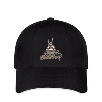 Happy birthday Poo with two candles - Flexfit Cap - black - Front