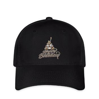 Happy birthday Poo with one candle - Flexfit Cap - black - Front