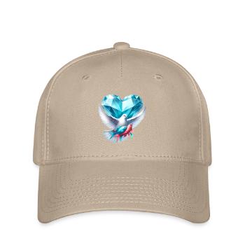 Dove with Blue Heart and Fish Design - Flexfit Cap - khaki - Front
