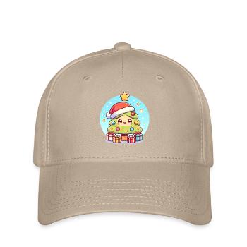 Kawaii Weihnachtsbaum mit Geschenken - Flexfit Cap - Khaki - Vorne