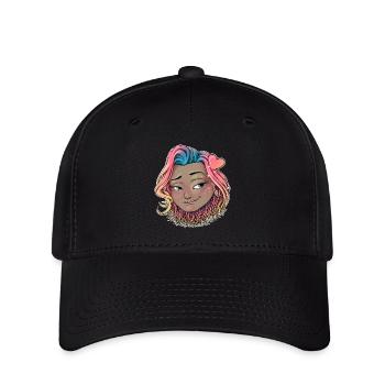 Reva Prisma flirtendes Gesicht mit Herz - Flexfit Cap - Schwarz - Vorne