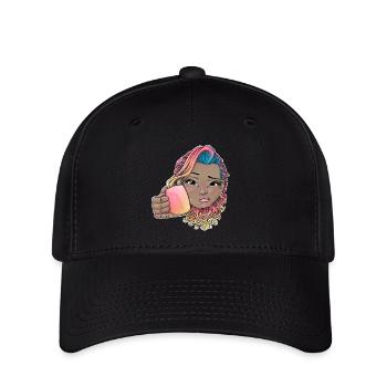Reva Prisma jubelt mit Kaffeegesicht - Flexfit Cap - Schwarz - Vorne