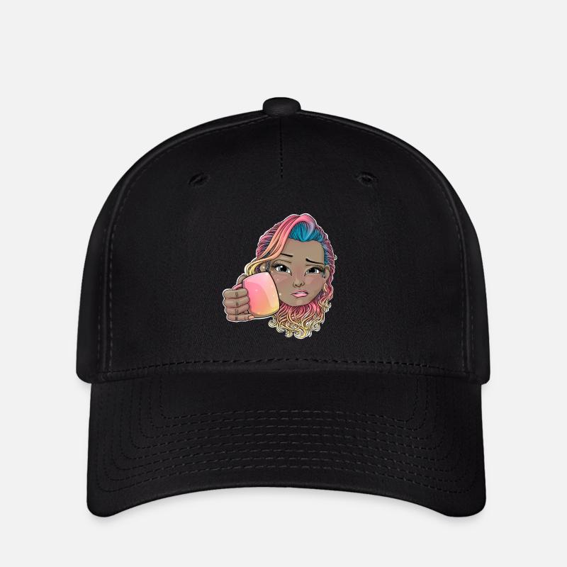 Reva Prisma cheering with coffee face - Flexfit Cap - black
