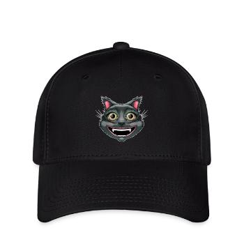 Chat noir heureux - Casquette Flexfit - noir - Devant