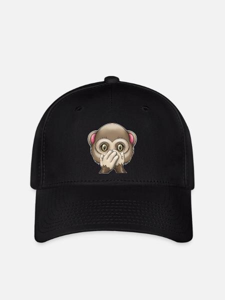Iwazaru - covering his mouth (speak no evil) - Flexfit Cap - black