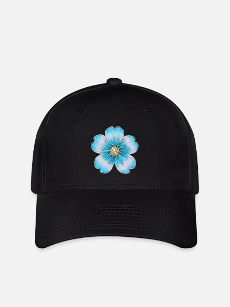 Fleur bleu clair - Casquette Flexfit - noir