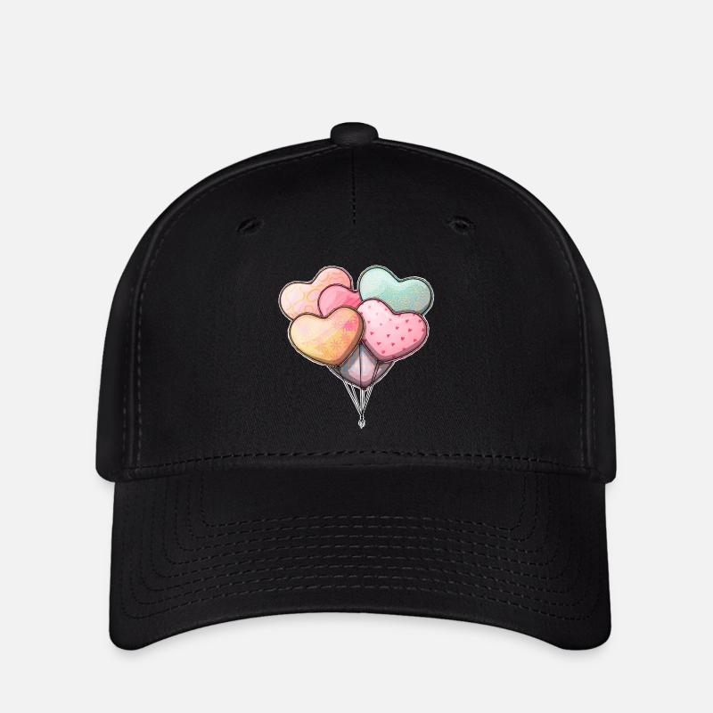 Herzförmige Luftballons - Flexfit Cap - Schwarz