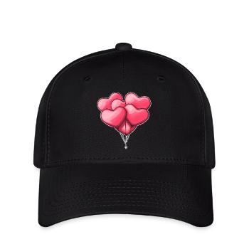 Red heart shaped balloons - Flexfit Cap - black - Front