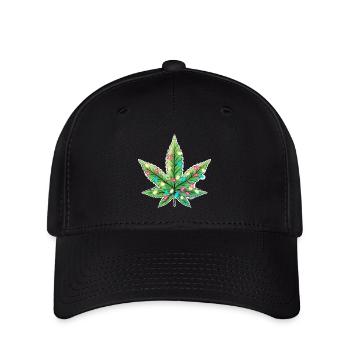 Feuille avec des lumières de Noël - Casquette Flexfit - noir - Devant