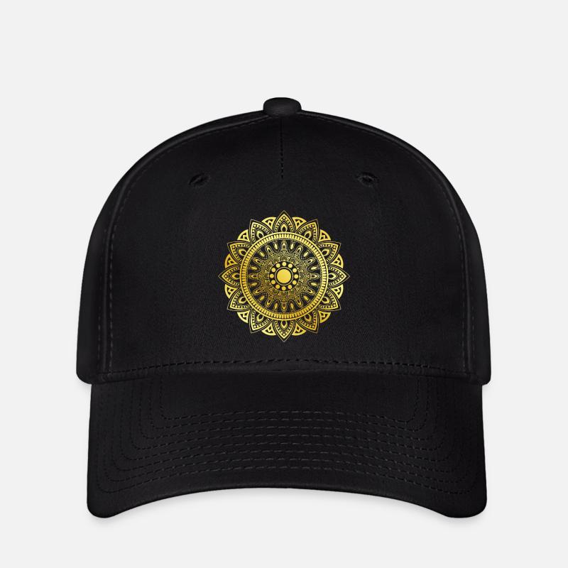 Mandala doré - Casquette Flexfit - noir