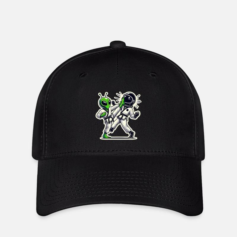 Alien vs Astronaut Karate Battle - Flexfit Cap - black