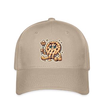 Funny Existential Pie Cartoon Design - Flexfit Cap - khaki - Front