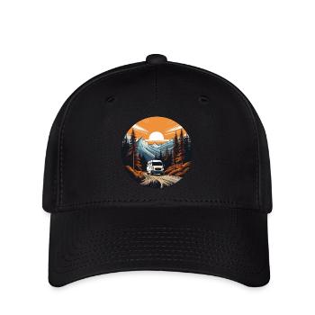 Roule en van vers le coucher du soleil - Casquette Flexfit - noir - Devant