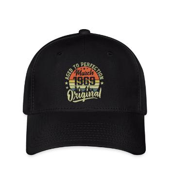 Rétro Mars 1969 Cadeau Mars 1969 Né en Mars 1969 - Casquette Flexfit - noir - Devant