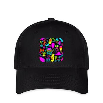 Neon Abstrakt Style Trend Glow Party - Flexfit Cap - Schwarz - Vorne