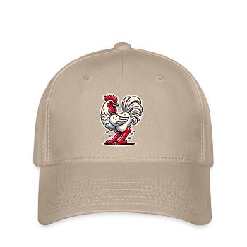 Funny Chicken Cartoon Design - Flexfit Cap - khaki - Front