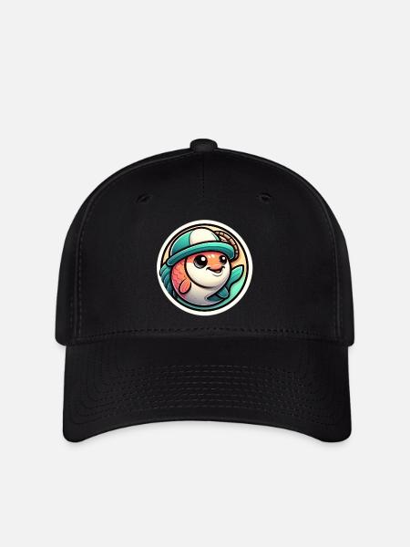 Fisch mit Anglerhut - Flexfit Cap - Schwarz