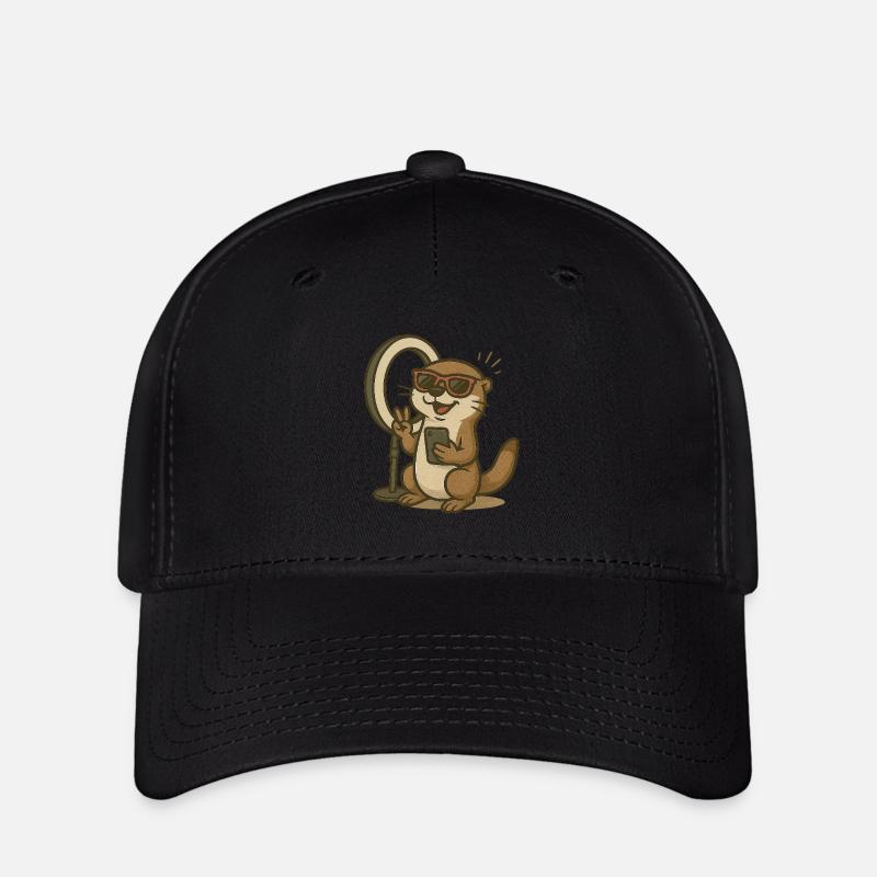Content Creator Look – Otter als Streamer - Flexfit Cap - Schwarz