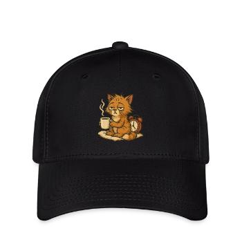 Conception de grincement matinal – chat avec du café - Casquette Flexfit - noir - Devant