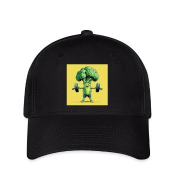 Gesunder Brokkoli Kraftprotz - Flexfit Cap - Schwarz - Vorne