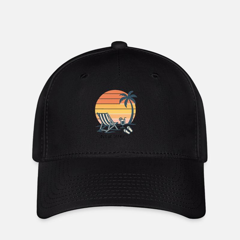 Sunset Beach Vacation Illustration - Flexfit Cap - black