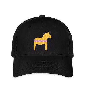 Dala Horse Knitting Pattern Horses Scandinavian Decoration - Flexfit Cap - black - Front