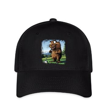 Golfer Groundhog - Flexfit Cap - black - Front