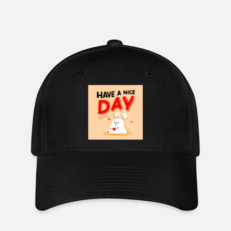 Design mignon de lapin avec message positif - Casquette Flexfit - noir