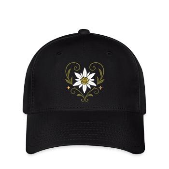 Edelweiss Coeur Vintage Folk Festival Design - Casquette Flexfit - noir - Devant