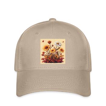 8-Bit Autumn Blooms - Flexfit Cap - khaki - Front
