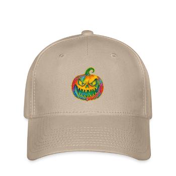 Regenbogen Kürbis Grinsen - Flexfit Cap - Khaki - Vorne