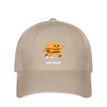 Running Burger – Fast Food Pun Design - Flexfit Cap - khaki - Front