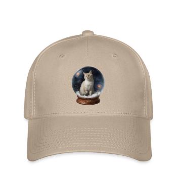 Cosmic Cat in Snow Globe - Flexfit Cap - Khaki - Vorne