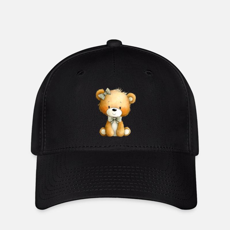 seated teddy bear - Flexfit Cap - black