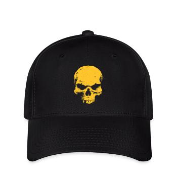Gelber Totenkopf Kontrast - Flexfit Cap - Schwarz - Vorne