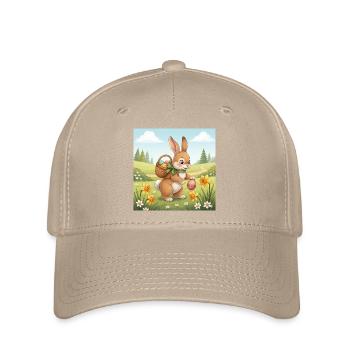 Lapin de Pâques avec panier et œufs - Casquette Flexfit - kaki - Devant